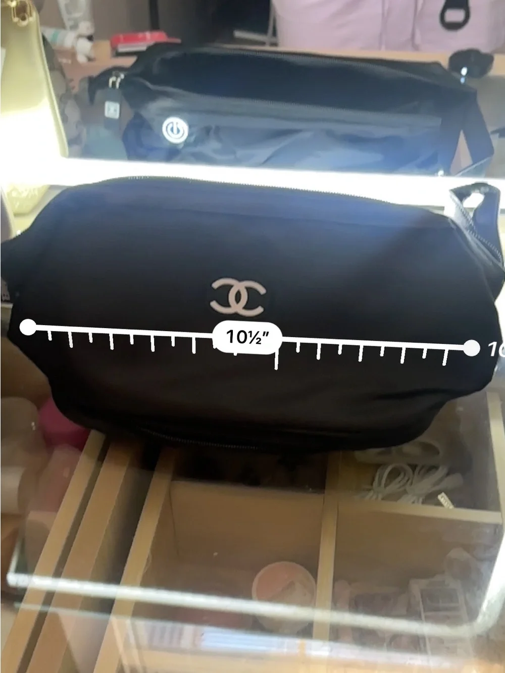 FASHION Black Nylon Crossbody with White CC Emblem